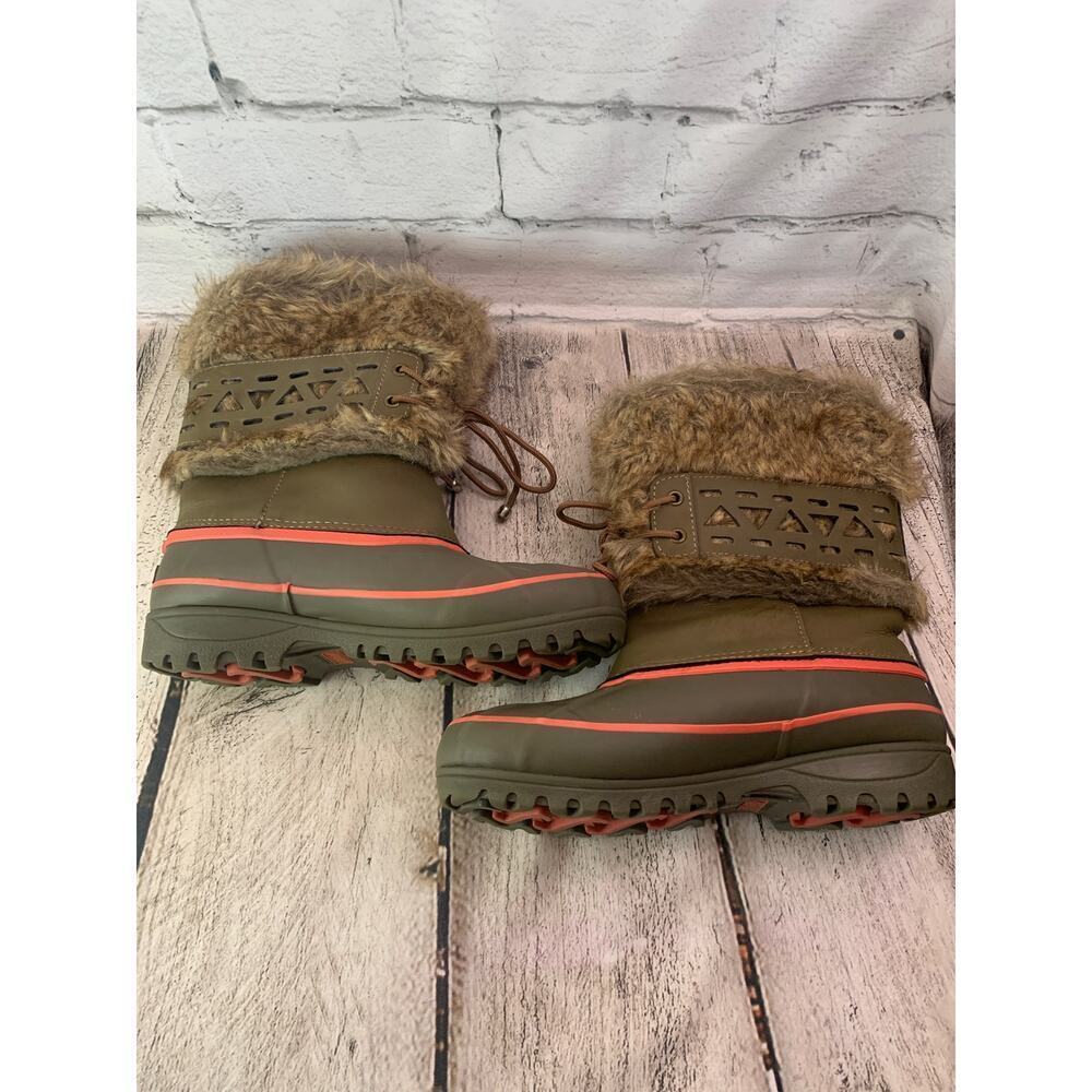 KHOMBU Women’s Nola Green Faux Fur Trim Snow-Winter Boots / Size: 6 - Picture 3 of 9